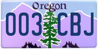 OR license plate 003CBJ