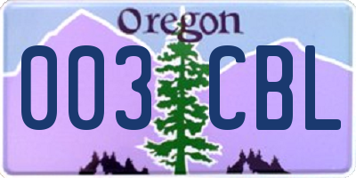 OR license plate 003CBL