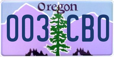 OR license plate 003CBO