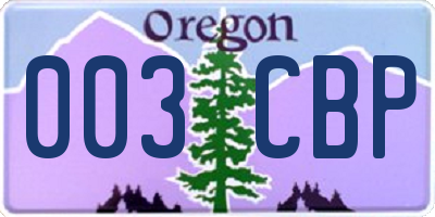 OR license plate 003CBP
