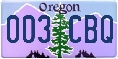 OR license plate 003CBQ