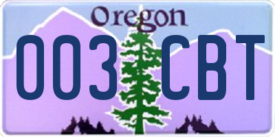 OR license plate 003CBT
