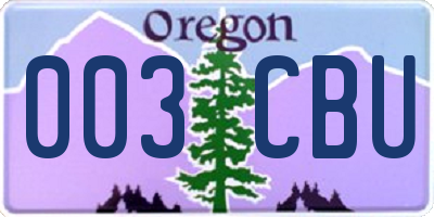 OR license plate 003CBU
