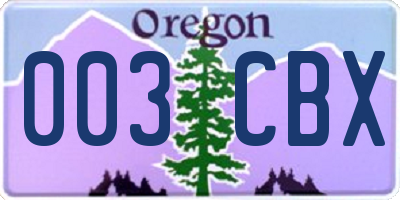 OR license plate 003CBX