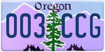 OR license plate 003CCG