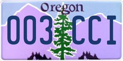 OR license plate 003CCI