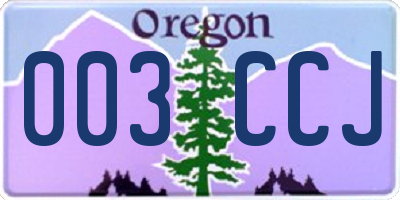 OR license plate 003CCJ