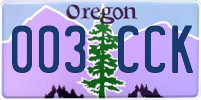 OR license plate 003CCK