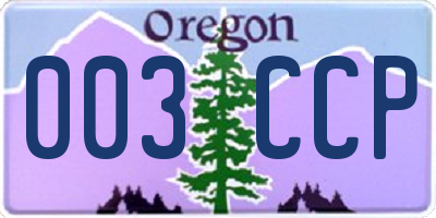 OR license plate 003CCP