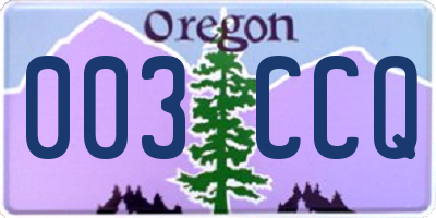 OR license plate 003CCQ