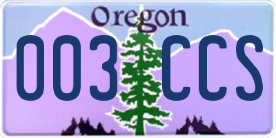 OR license plate 003CCS