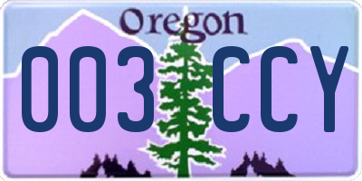 OR license plate 003CCY