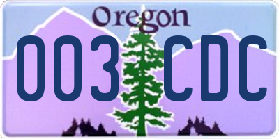 OR license plate 003CDC