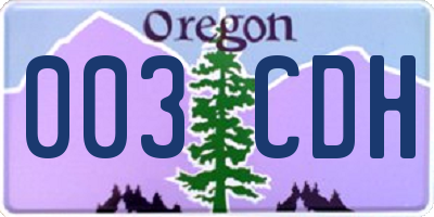 OR license plate 003CDH