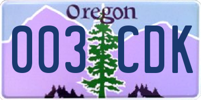 OR license plate 003CDK