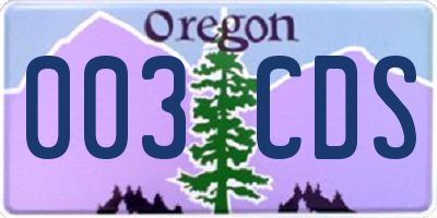 OR license plate 003CDS