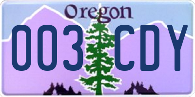 OR license plate 003CDY