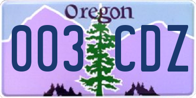OR license plate 003CDZ