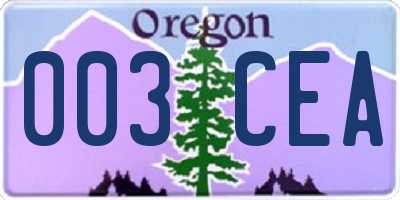 OR license plate 003CEA