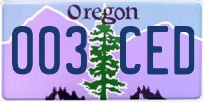 OR license plate 003CED