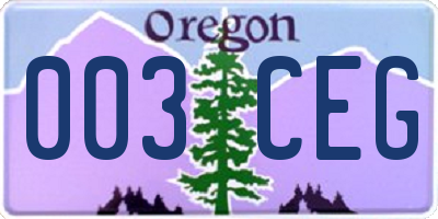 OR license plate 003CEG
