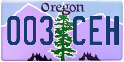 OR license plate 003CEH