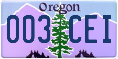 OR license plate 003CEI