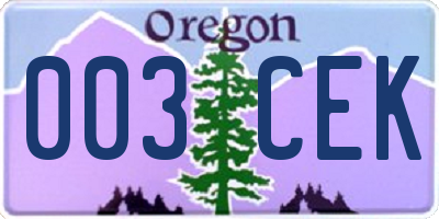OR license plate 003CEK