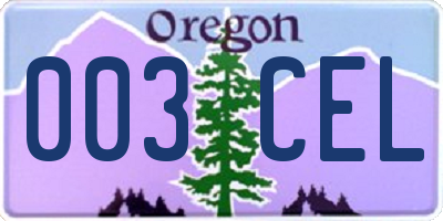 OR license plate 003CEL