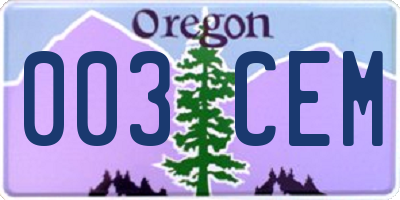 OR license plate 003CEM