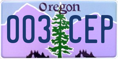 OR license plate 003CEP
