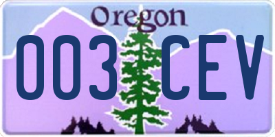 OR license plate 003CEV
