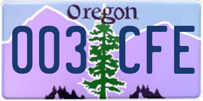 OR license plate 003CFE