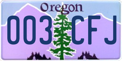 OR license plate 003CFJ