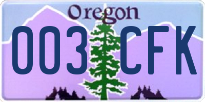 OR license plate 003CFK