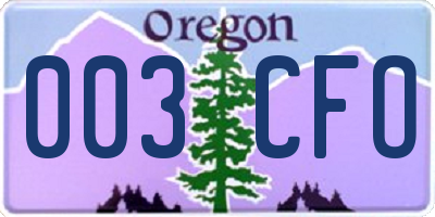 OR license plate 003CFO