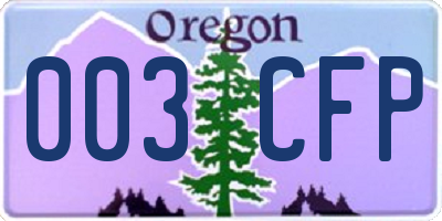 OR license plate 003CFP