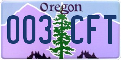 OR license plate 003CFT
