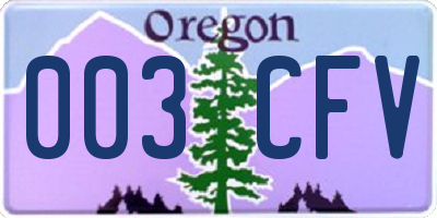 OR license plate 003CFV