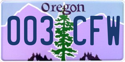 OR license plate 003CFW