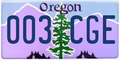 OR license plate 003CGE