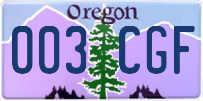 OR license plate 003CGF
