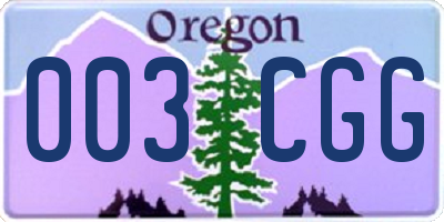 OR license plate 003CGG