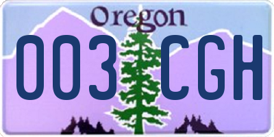 OR license plate 003CGH