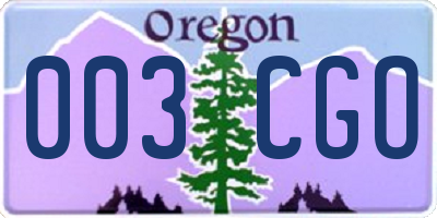 OR license plate 003CGO