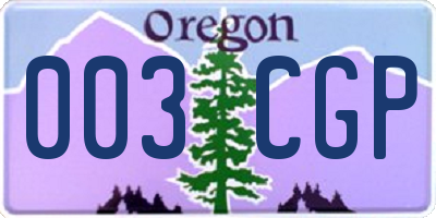 OR license plate 003CGP