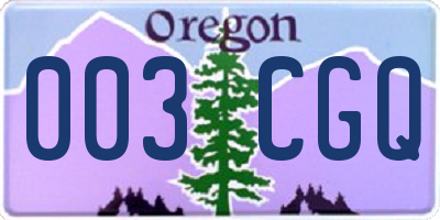 OR license plate 003CGQ