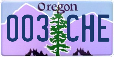 OR license plate 003CHE