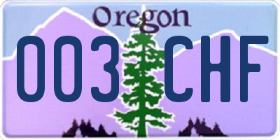 OR license plate 003CHF