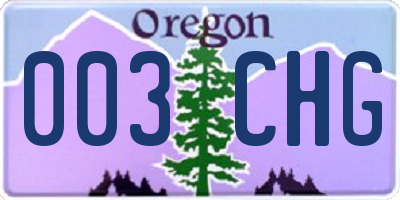 OR license plate 003CHG
